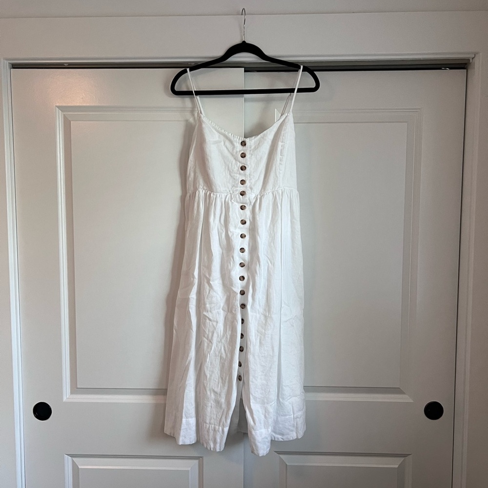 Madewell White Linen Button-Down Dress